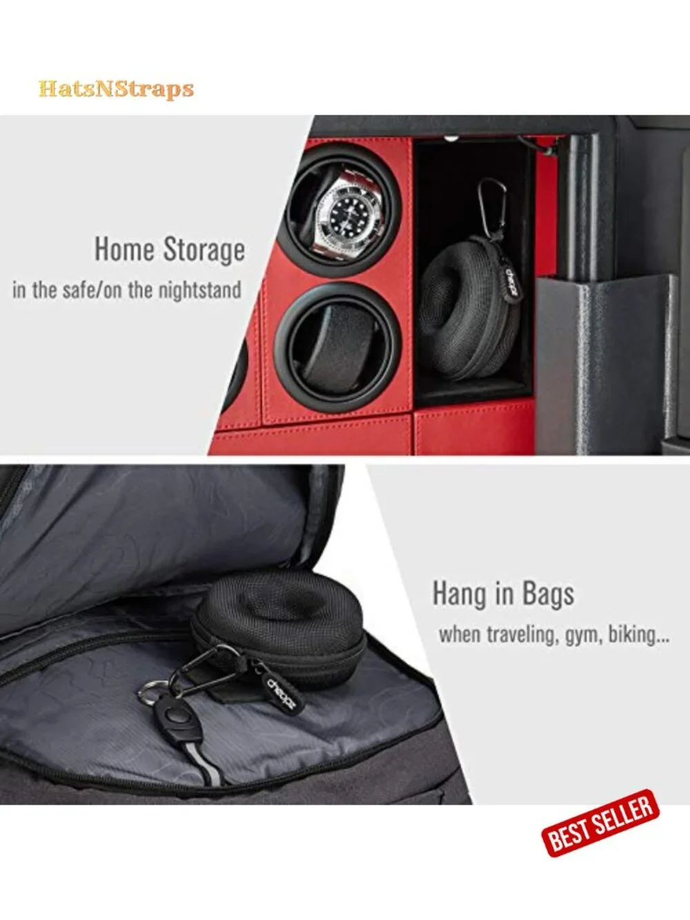Travel Watch Case Storage for 50mm Wristwatches & Smartwatches